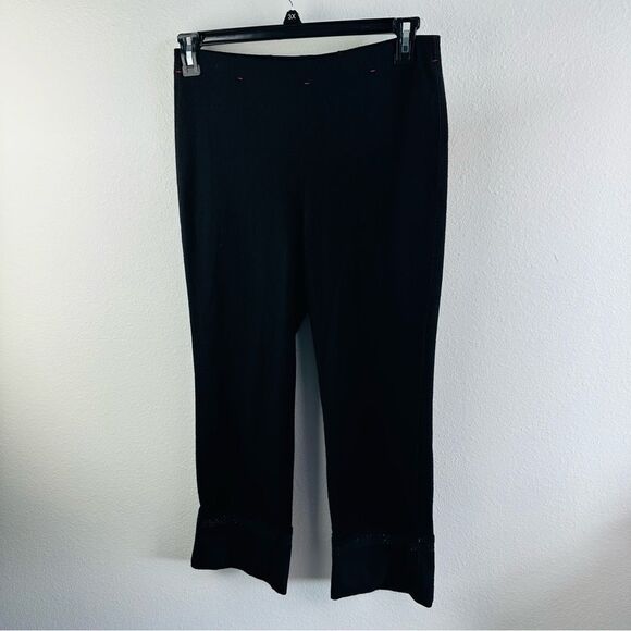 Marc Cain Wool Angora Black Cuffed Cropped Pants Size 8 - Picture 1 of 5
